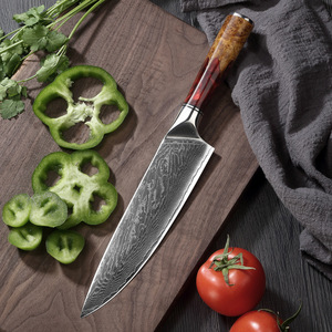 Venta al por mayor personalizado de alta calidad OEM ODM servicio profesional japonés Damasco acero cocina Chef cuchillo fijo hoja afilada - Product Image 1
