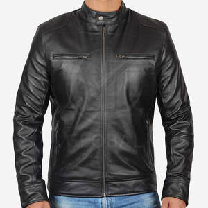 جاكيت جلدي رجالي عالي الجودة بياقة قائمة للبيع بالجملة، خدمة تصنيع حسب الطلب، مقاسات مخصصة، ملابس خارجية شتوية صديقة للبيئة وقابلة للتنفس - Product Image 3