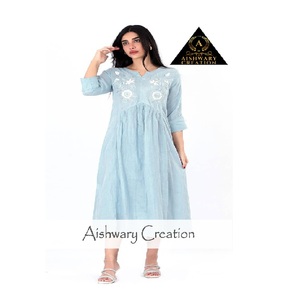 Beautiful Front Embroidery Cotton Kaftan <b>Dress</b> for Muslim Women Relaxed <b>Loose</b> Maxi Plus Size - Product Image 1