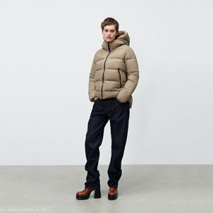 แจ็กเก็ตปลาปักเป้ากันลมสำหรับผู้ชายเสื้อแจ็คเก็ตขนเป็ดบางยาวผ้าคอปกตั้งพิมพ์โลโก้สำหรับฤดูหนาวกลางแจ้งชุดลำลองตามสั่ง - Product Image 2