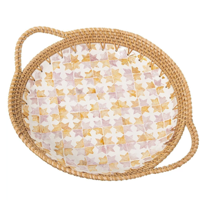 Meilleur choix de plateau en rotin naturel design agréable avec incrustation de nacre plateaux de service pour plateau de fruits décoratifs en gros Vietnam - Product Image 2