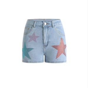 Dernier design Hot Seller Fashion Cut up Jeans Hot Stamping Vintage pour femmes Denim Shorts Skinny Casual Style - Product Image 1