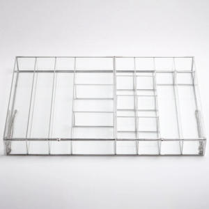 Joyero de cristal transparente con borde plateado de lujo moderno, organizador rectangular multicompartimento para anillos y joyas de embalaje Premium - Product Image 2