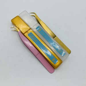 High Quality Japanese Sustainable Steel Eyelash Tweezers Gold& Baby Pink Fiber Tip <b>Lash</b> Hand-Tested Professional Volume Eyelash - Product Image 5