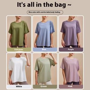 EVELYN-Ropa deportiva de verano para mujer, camiseta de manga larga de yoga y manga corta OEM ODM - Product Image 5