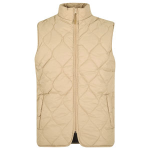 Gilet matelassé beige décontracté pour hommes 100% Design d'hiver respirant avec fermeture éclair à col brodé personnalisable en gros - Product Image 1