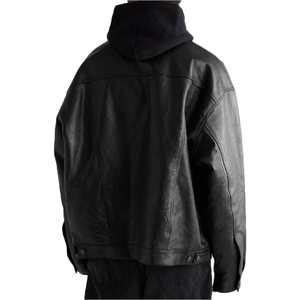 Chaqueta de cuero de camionero ajustada para hombre de alta calidad genuina Chaquetas de cuero clásicas High Street Moto Biker chaqueta casual inteligente - Product Image 6