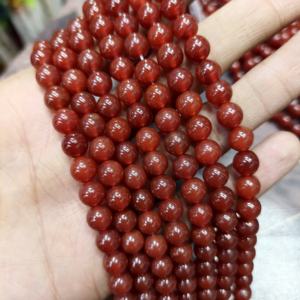 สร้อยคอเงินแท้ประดับลูกปัดออนิกซ์สีแดงธรรมชาติขนาด 8 มม. สีแดงเข้ม สร้อยคอหินป้องกัน ของขวัญงานแต่งงาน เครื่องประดับทำมือ - Product Image 3