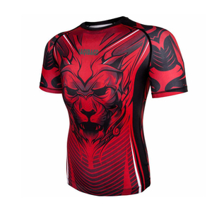 Chemise de compression rouge par sublimation pour homme Chemises de compression à demi-manches personnalisées pour le fitness - Product Image 3