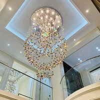 Lustre LED moderne à hauteur réglable avec télécommande pour salon de villa de luxe, forme de fleur colorée, cristal K9, grand luminaire suspendu