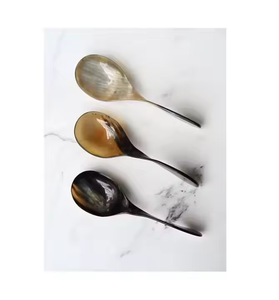 Cuchara de cuerno crudo para cucharas que cambian de color negro natural Fiesta de cumpleaños y mango para diferentes tamaños de cuchara por artesanía de media luna - Product Image 2