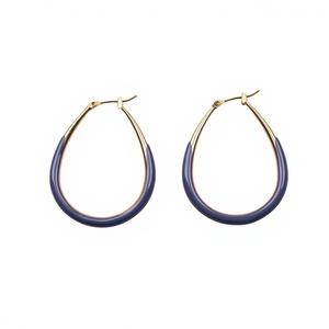 Orecchini a cerchio CUCOCUCA YXQ E01 multicolore in acciaio inossidabile con smalto, stile vintage, adatti per feste ed eventi - Product Image 1