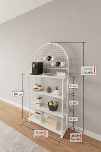 Estante de Cocina con Soporte para Microondas, Organizador para Cafetera y Panel Trasero con Rejilla - Product Image 5