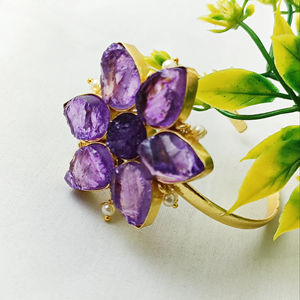 Améthyste Quartz Gemstones Bangle Faceted Purple Teardrop Amethyst bangle, Synthetic Amethyst Quartz - Product Image 1