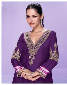 Soie de qualité supérieure attrayante avec broderie Kurti Pant Femme Fabrication de mode et fournisseur de l'Inde au taux le plus bas - Product Image 5