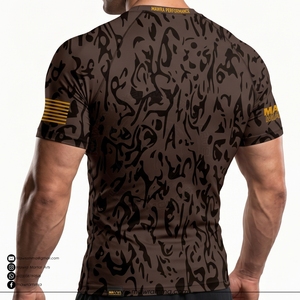 MAWRA T-shirt de compression unisexe à manches courtes marron camouflage, séchage rapide, anti-UV UPF50+, imprimé pour l'entraînement et le sport - Product Image 2