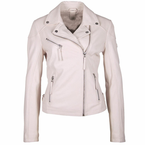 Veste moto en cuir PU pour femme, col montant, manches longues, fermeture éclair, couleur unie, pour l'automne - Product Image 1