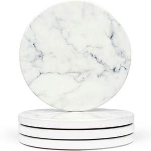 Ensemble de 4 sous-verres en pierre de marbre blanc opale pour la protection de la table et la décoration intérieure luxueuse - Product Image 3