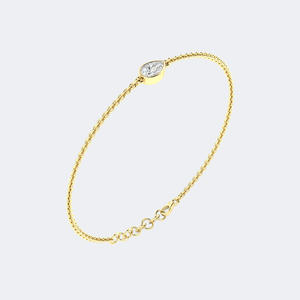0.50 CTW Lab Grown Pear-Shaped Bezel-<b>Set</b> Diamond Vintage Station Bracelet in 9K <b>Gold</b> for Women - Product Image 4