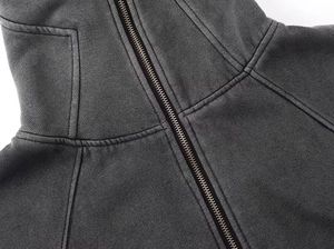 Sweat à capuche en tricot à fermeture éclair intégrale pour hommes adolescents, imprimé gangster personnalisé, double couche, délavage acide, style ninja - Product Image 5