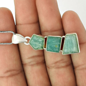 Nueva llegada venta al por mayor joyería personalizada 925 plata esterlina natural amazonita piedra preciosa diseño único colgante fabricante - Product Image 3