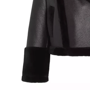 Chaqueta de piel de oveja negra de piel de oveja auténtica para mujer, abrigo superventas, ropa de calle, chaqueta Bomber elegante para mujer - Product Image 6