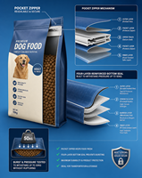 Sac à fermeture éclair personnalisé avec logo de marque standard, qualité alimentaire, pour aliments pour chiens, haute résistance, capacité de charge de 50 kg, emballage pour aliments pour chats et animaux de compagnie du Guangxi