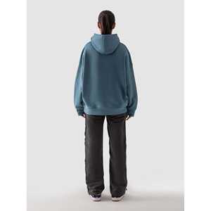 Sweat à capuche 100% coton bleu sarcelle en molleton léger, style streetwear, avec étiquette personnalisée et motif uni imprimé, disponible du XXS au XL - Product Image 2