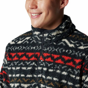 Sweat-shirts en polaire sherpa pour hommes, coupe classique, demi-zip, col montant, hiver, impression numérique unie, look moderne - Product Image 3