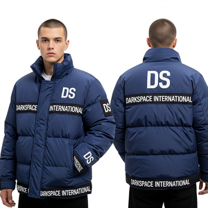 Venta al por mayor de alta calidad de los hombres Casual Puffer Parka estilo sólido con logotipo personalizado de pie chaqueta de cuello abrigo Venta caliente a bajo precio - Product Image 3