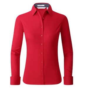 Women <b>Satin</b> Lapel Long Sleeve Office Pullover Solid Color Shirts Customize Design Cheap Price Export From Bangladesh - Product Image 1
