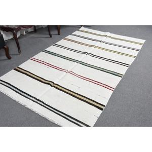 Tapis vintage 4,8 x 7,9 pieds, tapis turc, tapis persan blanc et vert - Product Image 5