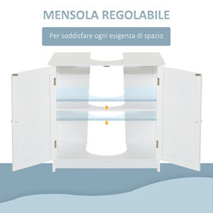 HOMCOM Meuble sous lavabo en MDF, meuble de salle de bain blanc avec 2 portes (60x30x60cm) - Product Image 5