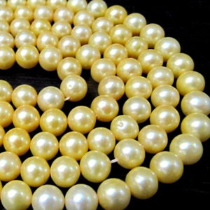 ไข่มุกธรรมชาติสีทองไข่มุกแท้ลูกปัดกลมขนาด5มม. ประมาณ5นิ้ว - Product Image 1