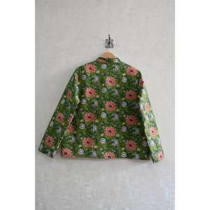 <b>Lightweight</b> Handmade Reversible Eco-Friendly Quilted Cotton <b>Jacket</b> Floral Block Print Long Sleeve Winter <b>Women's</b> Button <b>Jacket</b> - Product Image 4