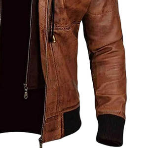 Factory Outlet Estilo de lujo Chaqueta de cuero de motorista de moda para hombres Chaqueta de moto transpirable y de cuero de vaca original para hombres - Product Image 4