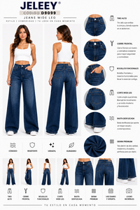 Jeans de mezclilla de cintura alta para mujer, corte recto, lavado oscuro, ajuste holgado, largo completo, casual, sencillo, tejido liso - Product Image 1