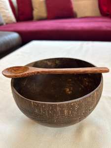 Bol biodégradable Bols de noix de coco faits à la main durables écologiques avec cuillère en bois Ensemble de bols à fruits et à salade naturels en gros - Product Image 2