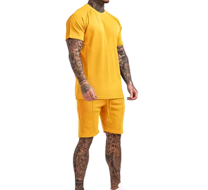 Ropa informal para hombre, camiseta, conjunto corto, alta calidad, antiarrugas, transpirable, tendencia superior, camiseta para hombre, conjunto corto con peso ligero - Product Image 5