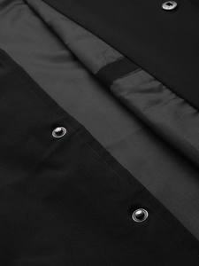 แจ็คเก็ตโพลีเอสเตอร์สีดำสำหรับผู้ชายเสื้อแจ็กเก็ตคอปกแบบมีกระดุมและตัวอักษรสำหรับนักเบสบอลวิทยาลัย - Product Image 5