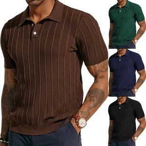 Mode européenne américaine hommes été pour POLO nouveau manches courtes couleur unie revers creux respirant anti-boulochage été - Product Image 1