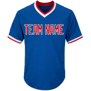 Maillot de baseball personnalisé bleu royal à col en V, manches courtes, nom de l'équipe, maillot de sport, uniforme d'équipe personnalisé, chemise - Product Image 1
