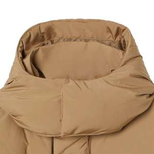 Veste matelassée beige pour hommes avec col montant et capuche élégante conception de base à glissière - Product Image 4