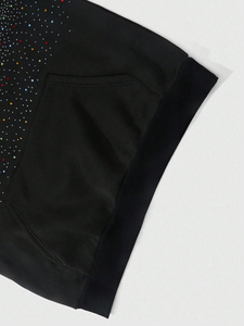 เสื้อฮู้ดผู้ชายคุณภาพสูง ดีไซน์สตรีทอเมริกัน ตกแต่งด้วยคริสตัล ลายเรียบ โลโก้คริสตัลทั้งตัวด้านหน้า - Product Image 4