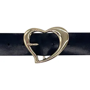 Top quality Real Leather Fashion Woman Belt Made in Italy with lt gold heart buckle