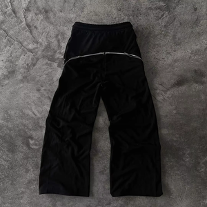 Pantalon de survêtement évasé à rivets lavés personnalisés Pantalon de survêtement à fermeture éclair avec strass Pantalon pour homme Baggy Pantalon de survêtement en éponge française - Product Image 6