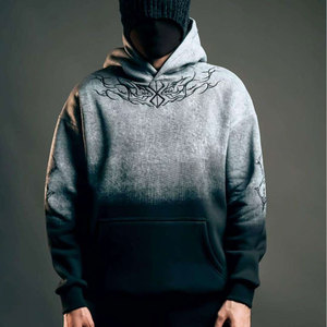 Sudadera con Capucha de Invierno para Hombre, Estilo Retro Urbano, 100% Algodón, con Cierre, Bolsillo, Bordado Personalizable, Detalles Desgastados y Pedrería - Product Image 1
