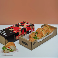 Petite boîte à brioche française en papier kraft ondulé personnalisée écologique pour l'emballage de sandwich au petit-déjeuner