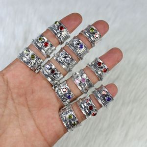 Synthetic Multi Color Glass Gemstone <b>Spinner</b> <b>Rings</b> Jewelry Beautiful Quality Collet <b>Spinner</b> <b>Rings</b> Jewelry for Woman - Product Image 1