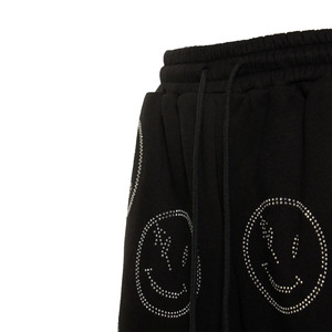Dernier High Street Men Black Washed Casual Sweat Shorts avec strass et cordons Hommes Short délavé à l'acide - Product Image 4